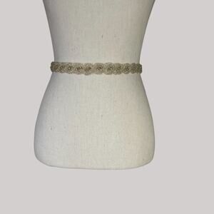 Beaded Rhinestone Bridal Sash Satin Ribbon Belt Headband Bling Weddings 3/4"